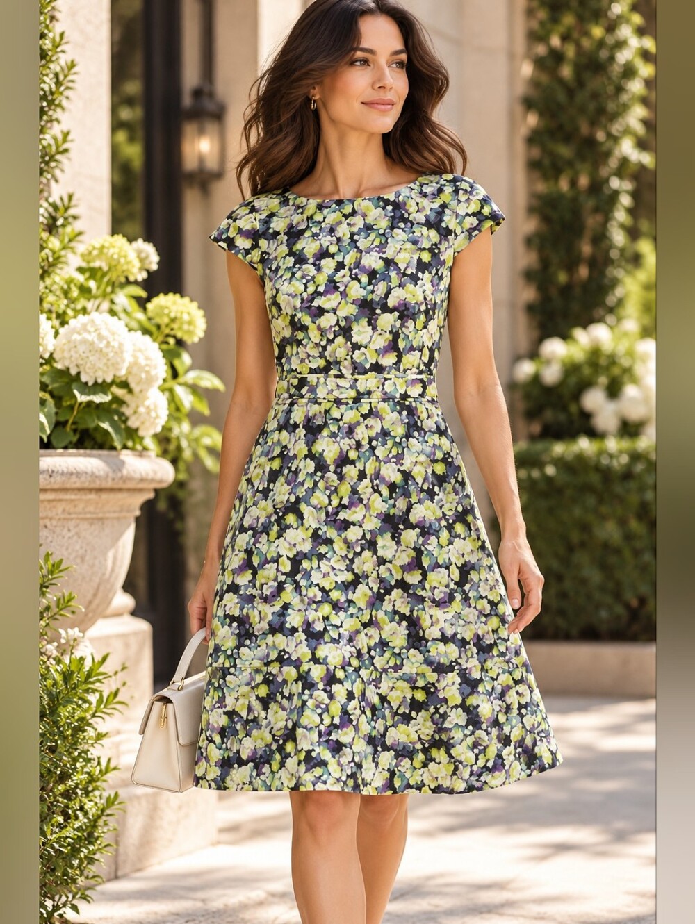 J.Crew Clover Print Cap Sleeve Fit & Flare Dress